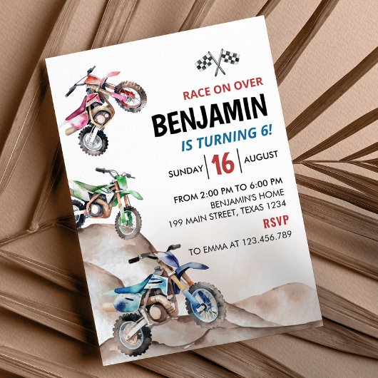 Moto Dirt Vélo Anniversaire Invitation