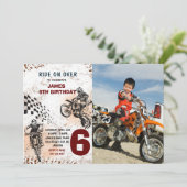 Moto Dirt Vélo Photo Anniversaire Invitation (Debout devant)