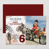 Moto Dirt Vélo Photo Anniversaire Invitation (Devant / Derrière)