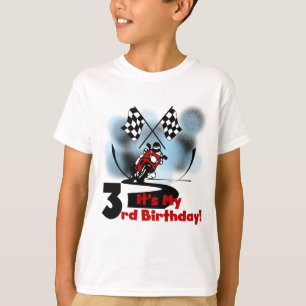Moto emballant les 3èmes T-shirts d'anniversaire