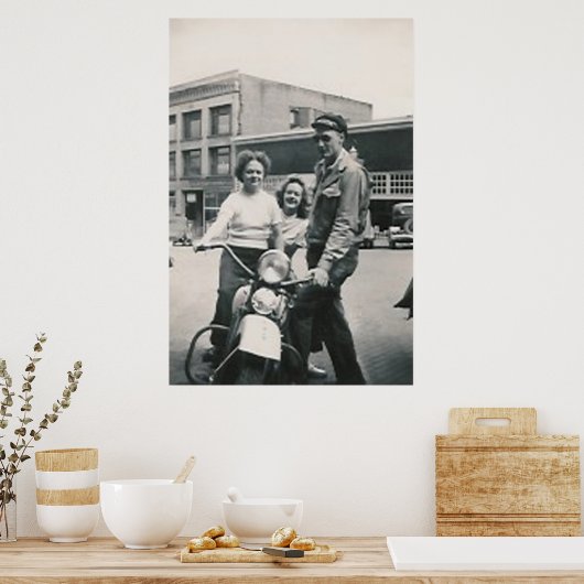 moto guy et 2 filles poster (Cuisine)