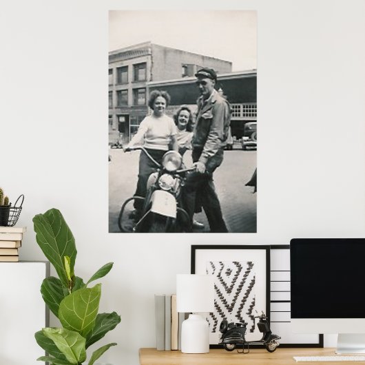 moto guy et 2 filles poster (Bureau à domicile)