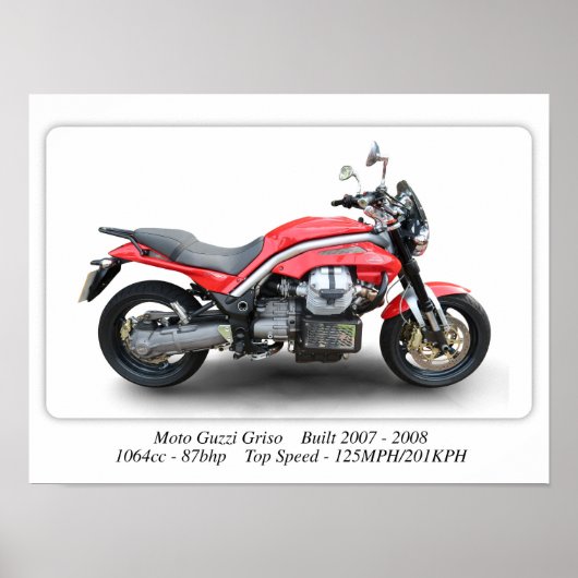 Moto Guzzi Griso Motorcycle - Afdrukformaat A3 Pos Poster (Voorkant)