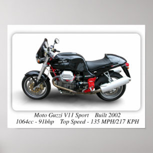 Moto Guzzi V11 Sport Motorcycle - A3 Afmeting afdr Poster