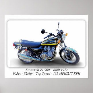 Moto Kawasaki Z1 900 - A3 Taille Imprimer Poster