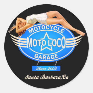 Moto Loco-Sticker Ronde Sticker