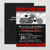Moto moto moto cuir Rose mariage Invitations (Devant / Derrière)