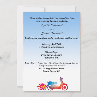 Moto multicolore et Faire-part de mariage Flames