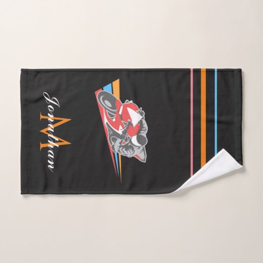 Moto Racing Thème Moto Boys Nom Grey (Serviette à main)