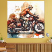 Moto vintage aquarelle toile d'art (Insitu(Salon))