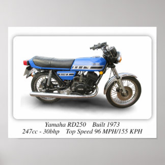 Moto Yamaha RD250 - Poster d'impression de taille 