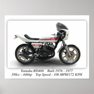 Moto Yamaha RD400 - Poster d'impression de taille