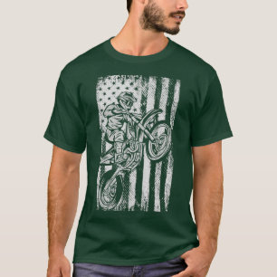 Motocross Amerikaanse vlag Dirtbike T-shirt