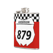 Motocross Bord Aangepast vuilnummer bijsnijden op  Heupfles (Links)