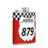 Motocross Bord Aangepast vuilnummer bijsnijden op  Heupfles (Rechts)