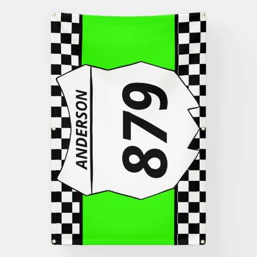 Motocross Bord Aangepast vuilnummer bijsnijden op Spandoek (Verticaal)