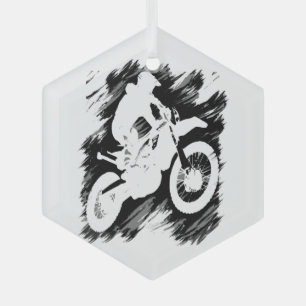 Motocross-competitieve sportmotorcycle Racing Glas Ornament