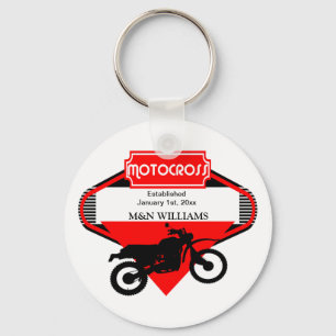 Motocross Dirt Bike Black Red past Logo aan Sleutelhanger
