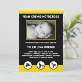 Motocross Dirt Bike Faire-part de naissance Jaune (Debout devant)