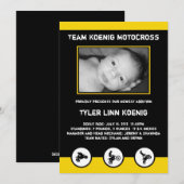 Motocross Dirt Bike Faire-part de naissance Jaune (Devant / Derrière)