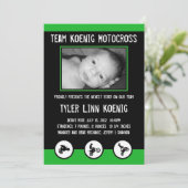 Motocross Dirt Bike Faire-part de naissance (Vert) (Debout devant)