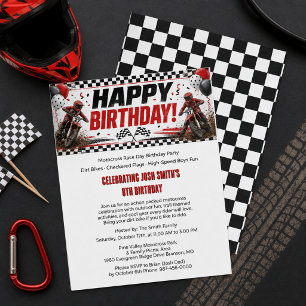 Motocross Dirt Bike Jongens 8e Verjaardagsfeestje Flyer