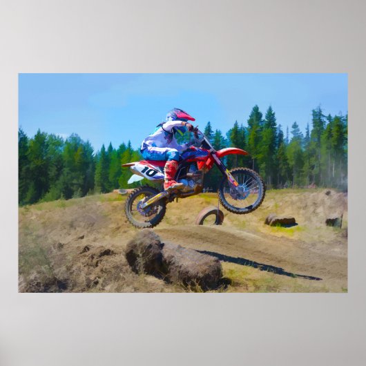 Motocross Dirt-Bike Racer Launching Poster (Voorkant)