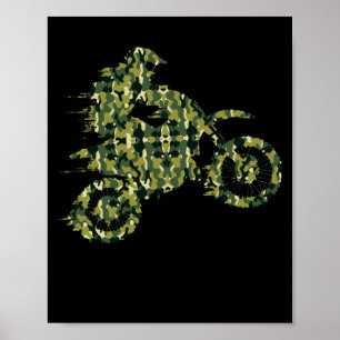 Motocross Dirt Bike Racing Shirt Camouflage Poster