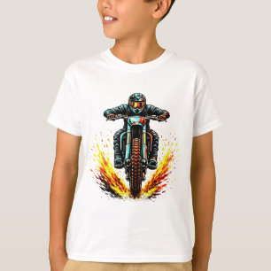 Motocross Dirt Bike Rijder Met Vurige Spoor Extrem T-shirt