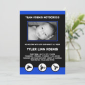 Motocross Dirt Vélo Faire-part de naissance bleu/n (Debout devant)