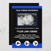 Motocross Dirt Vélo Faire-part de naissance bleu/n (Devant / Derrière)