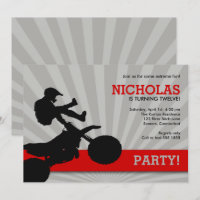Motocross Dirtbike Invitation, Red en Black