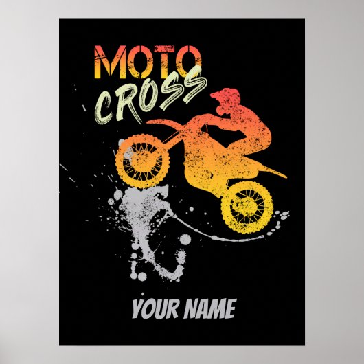 Motocross-fiets en motorfietsen als vinta poster (Voorkant)