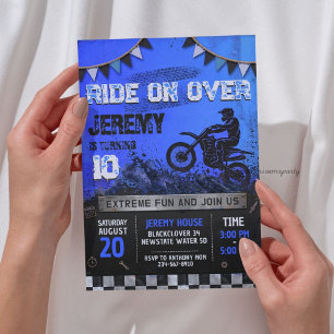 Motocross Jongen Verjaardag - Ruige Grunge Dirt Bi Kaart