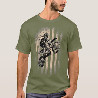 Motocross Jumping Bike American Flag op 4 juli T-shirt