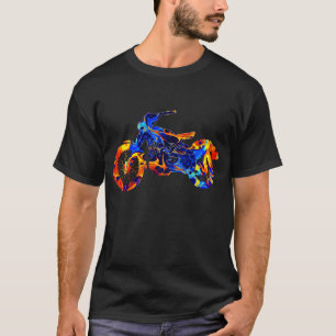 MOTOCROSS KLEURRIJKE VERF KUNST T-SHIRT