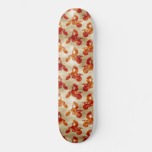 Motocross Liefde Motorfiets Patroon Biker Oranje Skateboard