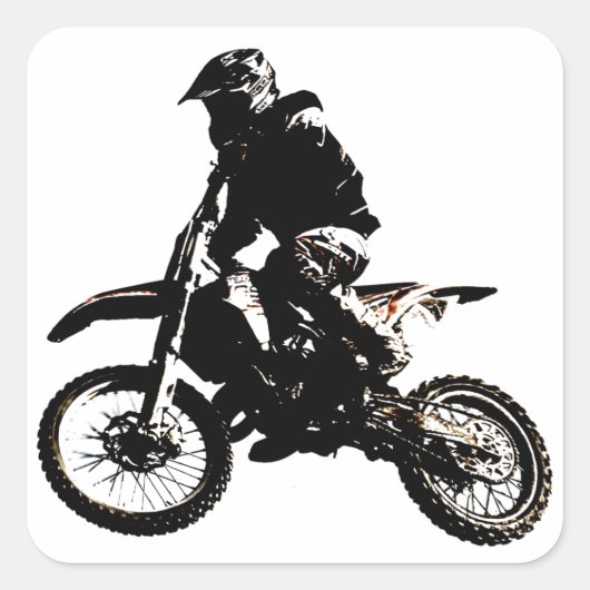 Motocross motorfiets vierkante sticker (Voorkant)