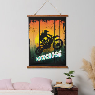 Motocross natuur rijden motor sport rijder hangend wandkleed
