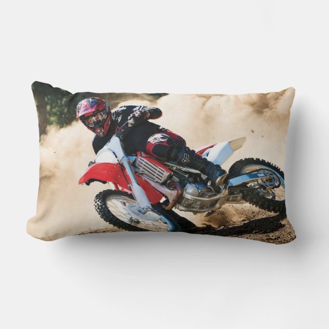 Motocross rijder gooit kussen (Voorkant)