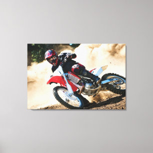 Motocross rijder gooit kussen canvas afdruk