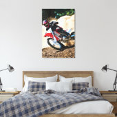 Motocross rijder gooit kussen canvas afdruk (Insitu (Slaapkamer))
