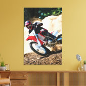 Motocross rijder gooit kussen canvas afdruk (Insitu (Woonkamer))
