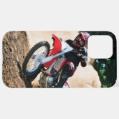 Motocross rijder gooit kussen iPhone hoesje (Achterkant horizontaal)