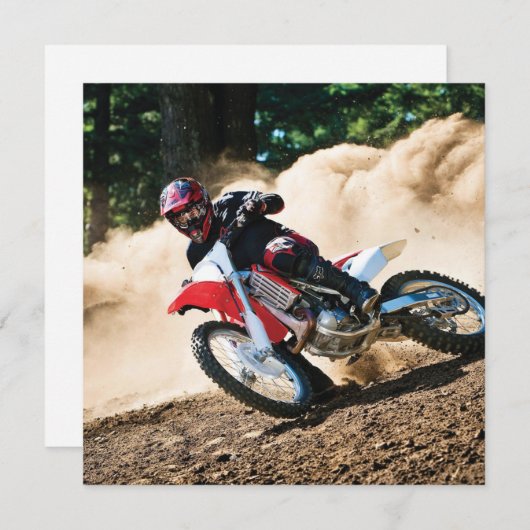 Motocross rijder gooit kussen kaart (Voorkant / Achterkant)