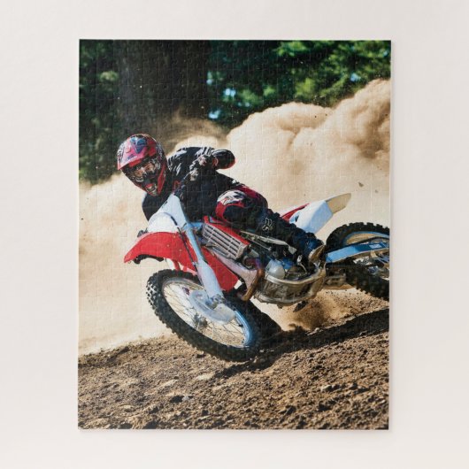 Motocross rijder gooit kussen legpuzzel (Verticaal)