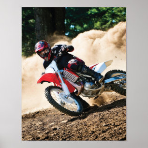 Motocross rijder gooit kussen poster
