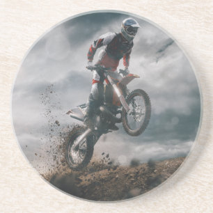 motocross rijder zandsteen onderzetter