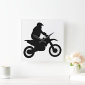 Motocross Silhouette Vierkante Klok (Huis)