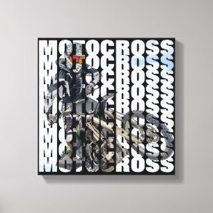 Motocross Sports Dirt Biker Photo Typografie Canvas Afdruk
